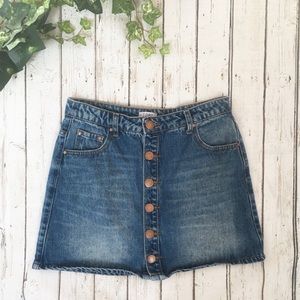 Tobi Button-Front Denim Skirt
